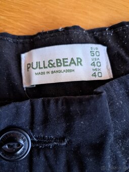 pánské černé plátěné džíny kraťasy PULL BEAR - 2