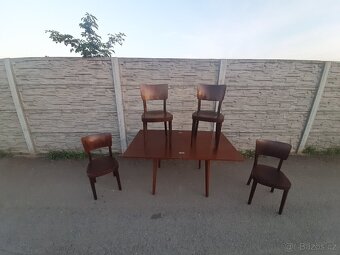 Starožitné retro židle ton, a rozkládací jídelní stůl - 2