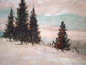 Starožitný obraz zimní krajiny - 2