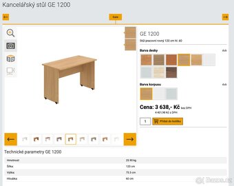 Pracovní stůl 120×60 - 2 000 Kč za 3 ks, 2 500 Kč za 4 ks, 4 - 2