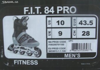 Pánské kolečkové brusle K2 F.I.T. 84 GREY v. 43,5. Nové - 2