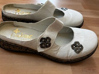 Nové Dámské pantofle zn. Reiker, bílé, kožené vel 39 - 2