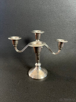 Pětiramenný stolní svícen 18.5 cm, stříbrný kov - 2