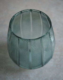 skleněná váza šedo-zelená - 2