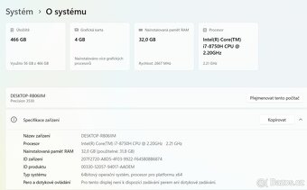 Dell Precision 3530,i7-8850H,WIN 11,SSD 500GB,RAM 32GB,15.6 - 2
