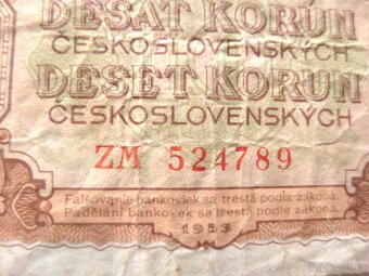 Bankovka 10 Kčs - 1953 - Vzácná náhradní série ZM - 2