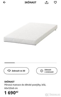 Dětská postýlka IKEA SUNDVIK bílá Rozměry: 60x120 - 2