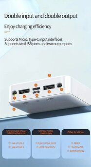 NOVÁ Powerbanka 20.000 mAh + rychlo-nabíjecí kabel - 2