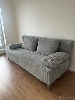 Rozkládací pohovka světle šedá, manšestr - 2