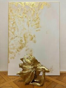 Abstraktní 3D zlatý obraz - 100x70 - 2