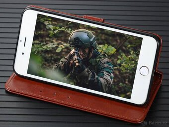 Kožené flipové pouzdro na iPhone + ochranné sklo - 2