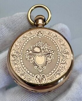 14K ZLATÉ PÁNSKÉ ART DECO GRAVÍROVANÉ KAPESNÍ HODINKY REMONT - 2