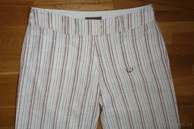 Dámské bílé letní kalhoty  s proužkem vel.38 - 2