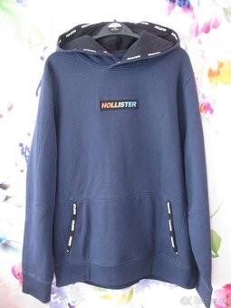 Pánská bavlněná modrá mikina s kapucí HOLLISTER - 2