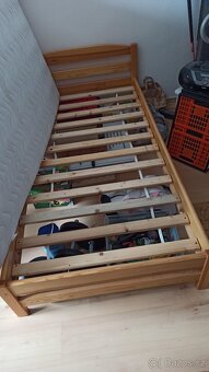 Postel z masivu borovice 90x180 včetně roštu a matrace - 2