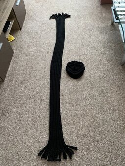 Nová dámská dlouhá zimní ručně pletená šála - tmavě černá - 2