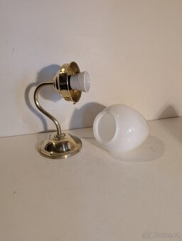 1 x mosazná lampa, lampička, bílé stínidlo kapka, až 8 ks - 2
