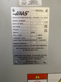 CNC soustruh HAAS ST 20 r.v. 2022 - 2