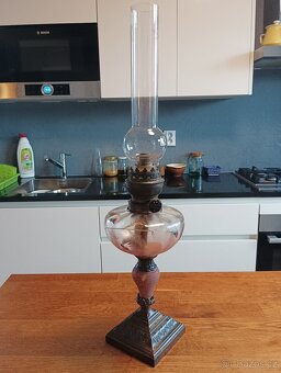 ART DECO STAROŽITNÁ MALOVANÁ PETROLEJKA ERICH & GRAETZ - 2