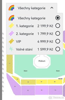 Prodám 2x lístek na volné stání na MEGA KISS PÁRTY - 2