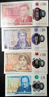 Sada 5 - 50 liber Velká Británie Karel III. UNC polymer - 2