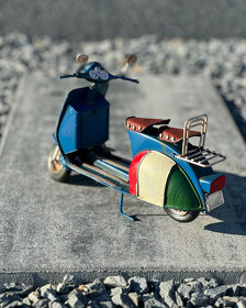Plechový retro skútr - modrý motorka skvělý dárek - 2