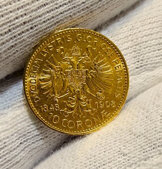 Zlatá Jubilejní 10koruna z roku 1908 Fji - 2