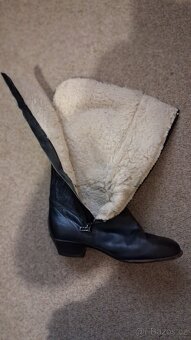 Dámské černé kožené  kozačky - 2