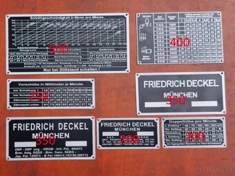 Štítky pro stroje Deckel - 2