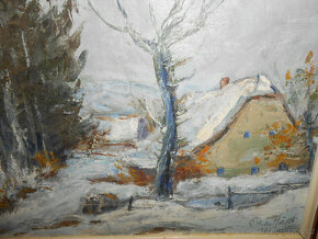 Zima na vesnici, VÝBORNÝ malíř Oskar Hájek - 2