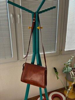 Kožená hnědá kabelka - handmade - 2