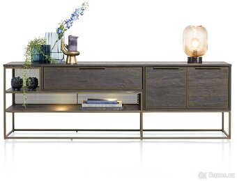 Industriální TV komoda City - antracit a kov - 2