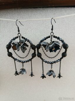 Černé kruhy bižuterie náušnice - 2