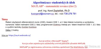 víkendové online kurzy: Algoritmizace studentských úloh - 2