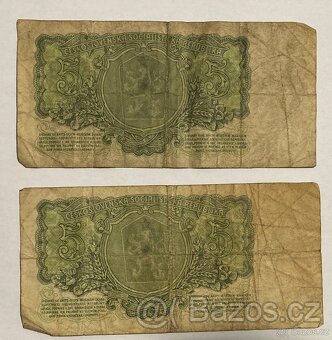 Bankovky 5 koruna, 3 koruna 1961 a 1 koruna 1944 - 2