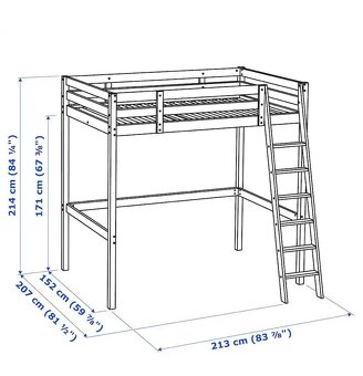 Vyvýšená postel IKEA Stora z masivu vč. matrace IKEA Afjall - 2
