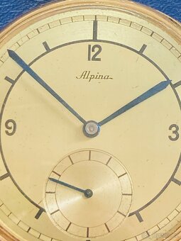 Zlaté 14-karátové art deco kapesní hodinky Alpina - 2