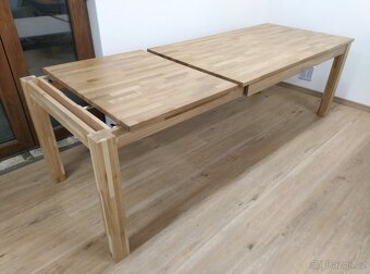 Nový rozkládací stůl bělený dub masiv 90x180+70 cm - 2
