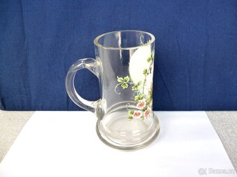 Starožitné ručně malované sklo s uchem 0.4L - 2