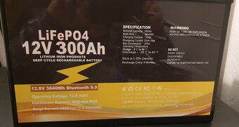 Lifepo4 12V/300AH, Bms 200A, 8000 cyklov - 12500Kč - 2