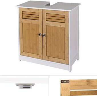 Skříňka pod umyvadlo – bambus a bílá - 2