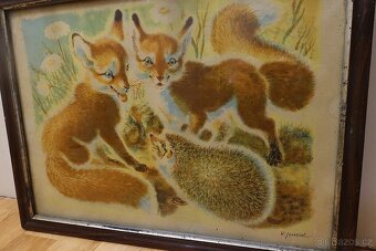 Obraz Lišky s ježkem Junek Václav - Litografie - 2