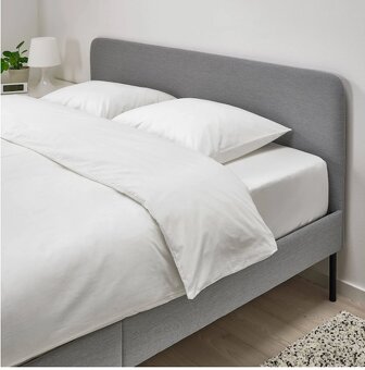 Ikea SLATTUM Upholstered Bed grey & Mattress, - 2
