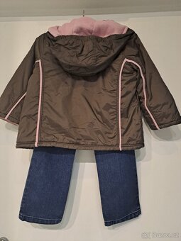 Zimní bunda s kapucí a rifle vel. 104 věk 3-4 roky - 2