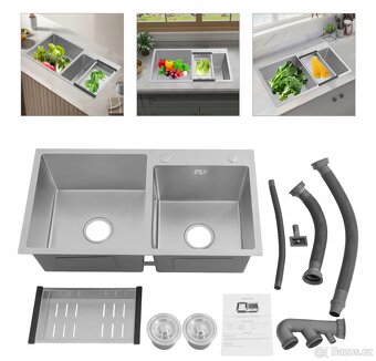 DVOJITÝ KUCHYŇSKÝ DŘEZ NEREZOVÝ - 2