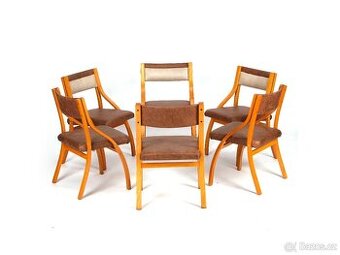 6x L. Volák, jídelní retro židle po celkové renovaci. - 2