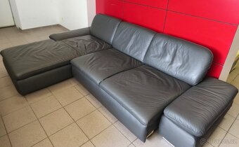 Kožená rohová sedací souprava - jak NOVÁ, TOP STAV - 2