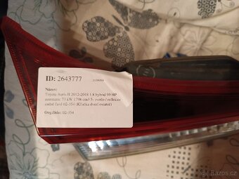 Zadní levý segment s mlhovým světlem Toyota Auris. - 2