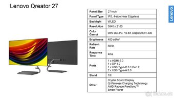 Lenovo Qreator 27" 4K UHD (3840x2160) IPS - 2