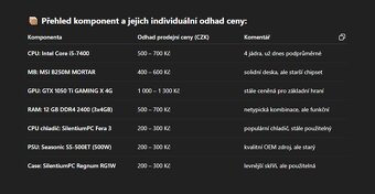 Funkční PC sestava bez disku – i5-7400 + GTX 1050 Ti + 12 GB - 2